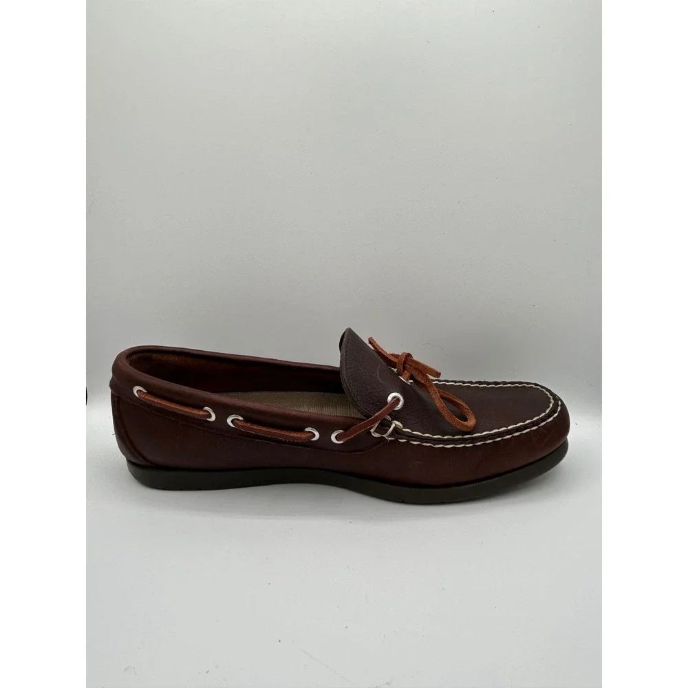 LL Bean Men Handsewn Moccasins Dark Brown Leather Boat Shoes Sz 11.5 D 130448